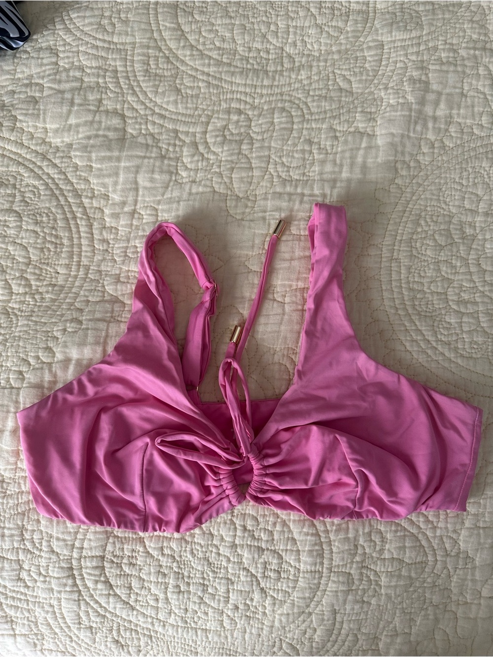 Toco Swim Maracas Tie Front Bikini Top - Large, Pink